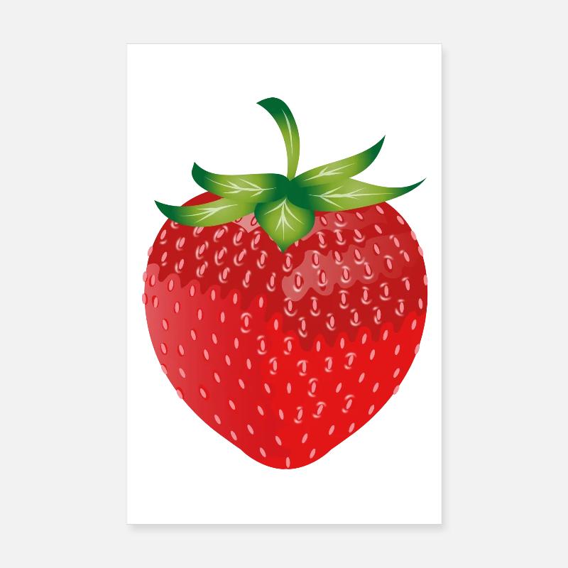 leuchtend rote frische Erdbeere - Poster 20x30 cm - Weiß