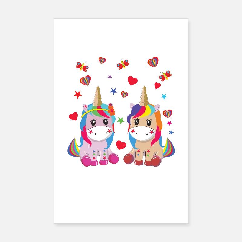 einhorn ,unicorn - Poster 20x30 cm - Weiß