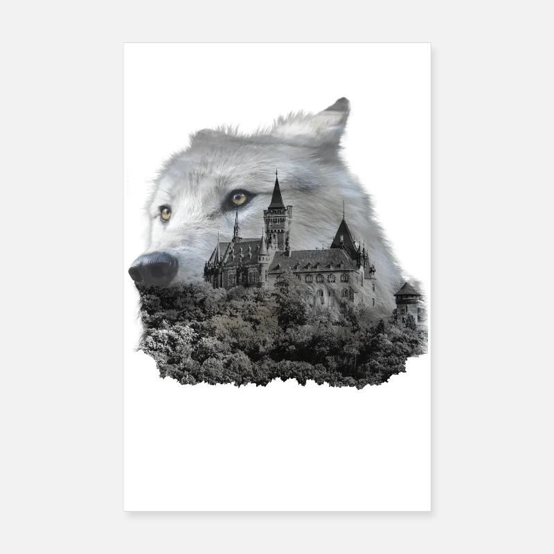 Wolf, wolf's head and the Harz Poster 8" x 12" (20x30 cm)