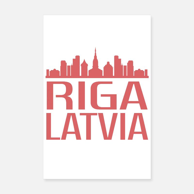 Stilvolle Riga Skyline Illustration - Poster 20x30 cm - Weiß
