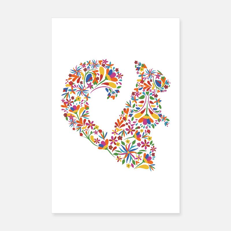 Flower Squirrel Poster 8" x 12" (20x30 cm)