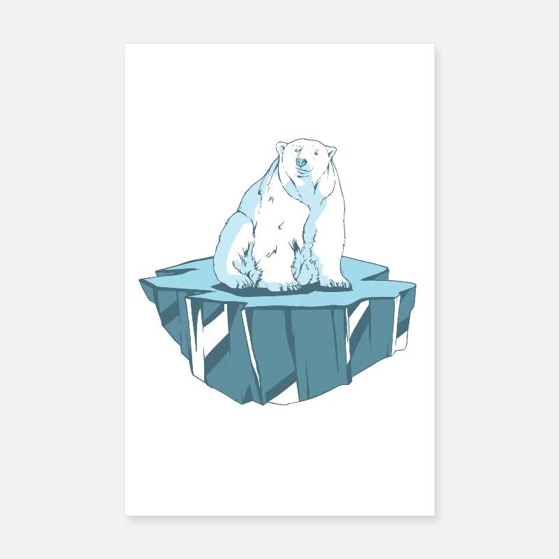 Polar bear on ice floe Poster 8" x 12" (20x30 cm)