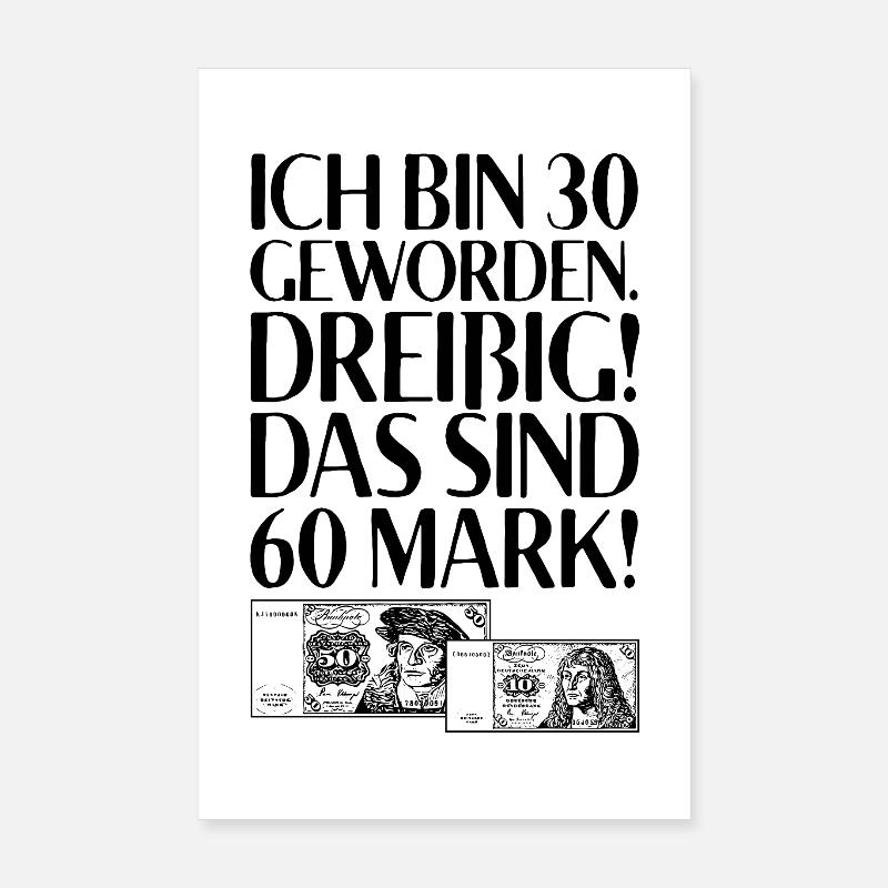J'ai 30 ans 30 c'est 60 points 30e anniversaire Poster 20 x 30 cm