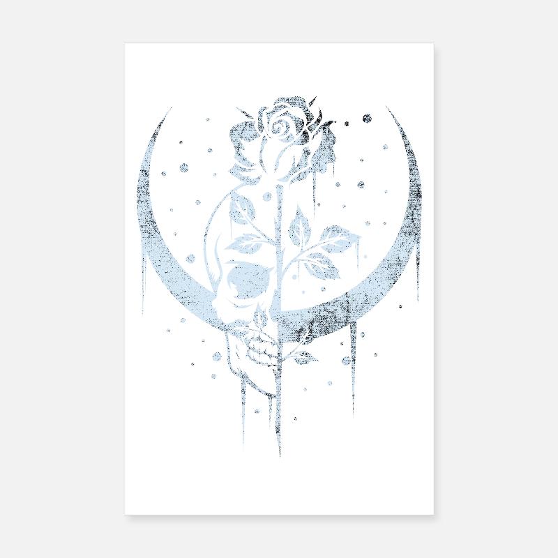 Occult Moon Rose Witchcraft Wicca Totenkopf Gothic Poster 20x30 cm