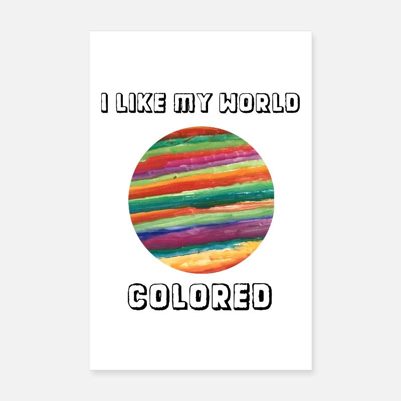 J'aime mon monde coloré - Poster 20 x 30 cm - blanc