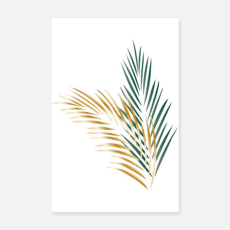 une feuille de palme verte et une feuille de palme d’or Poster 20 x 30 cm