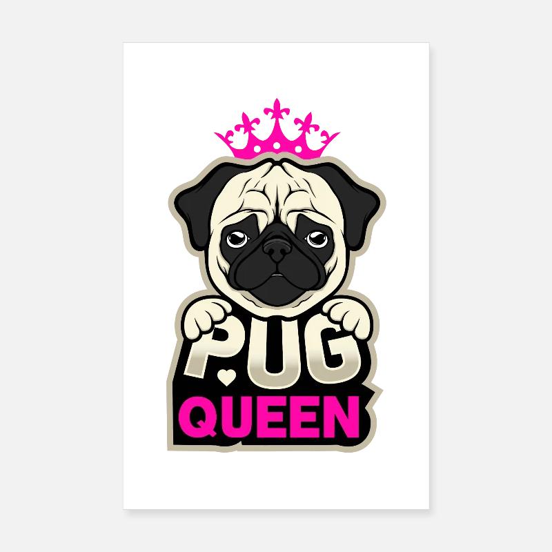 Mops Pug Queen Poster 20x30 cm