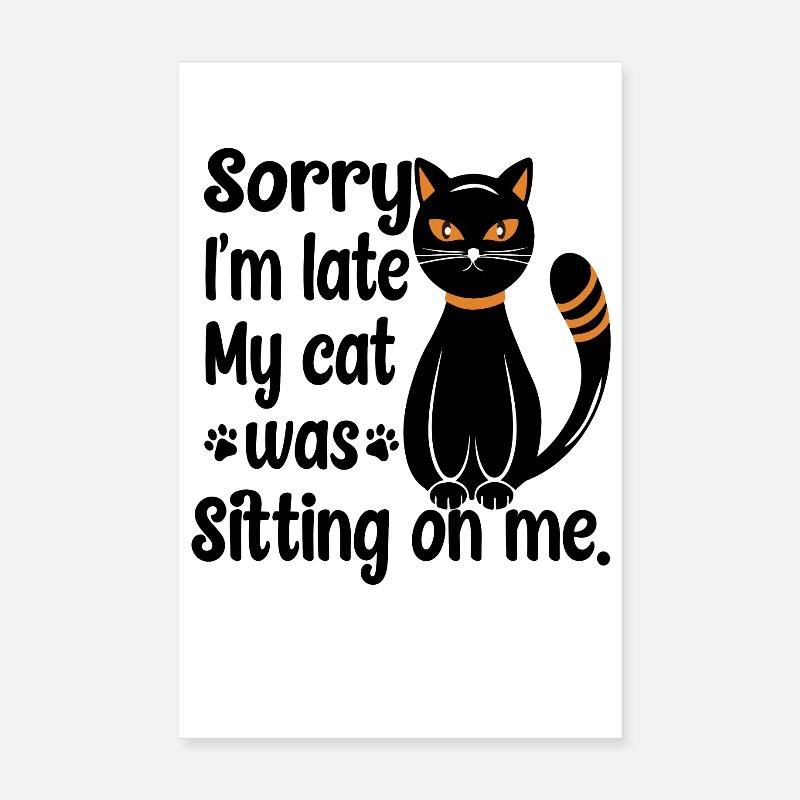 Schwarze sitzende Katze Poster 20x30 cm