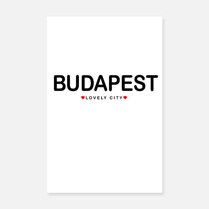 Budapest – Lovely City mit Herz - Poster 20x30 cm - Weiß