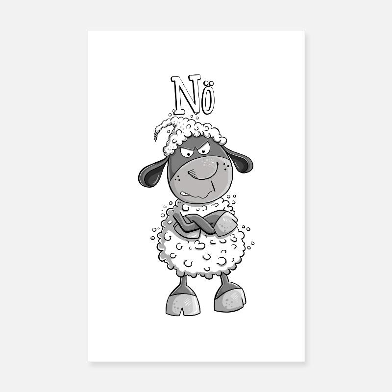 Nö Schaf I Nein Statement Comic Tiermotiv Fun - Poster 20x30 cm - Weiß