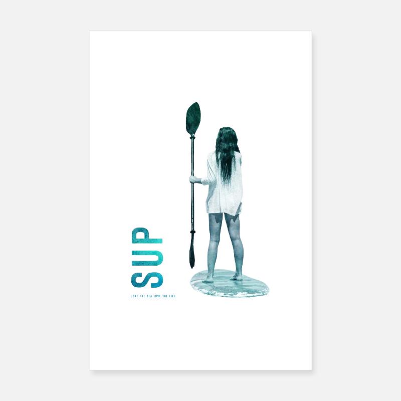 Silhouette SUP en bord de mer Poster 20 x 30 cm