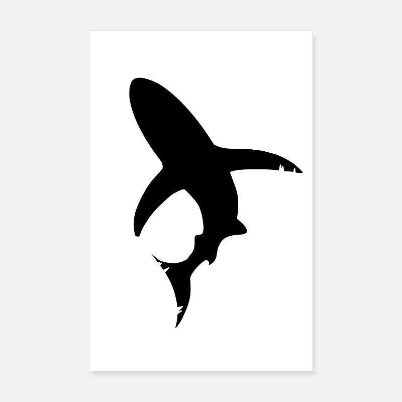 Silhouette de poisson requin Poster 20 x 30 cm