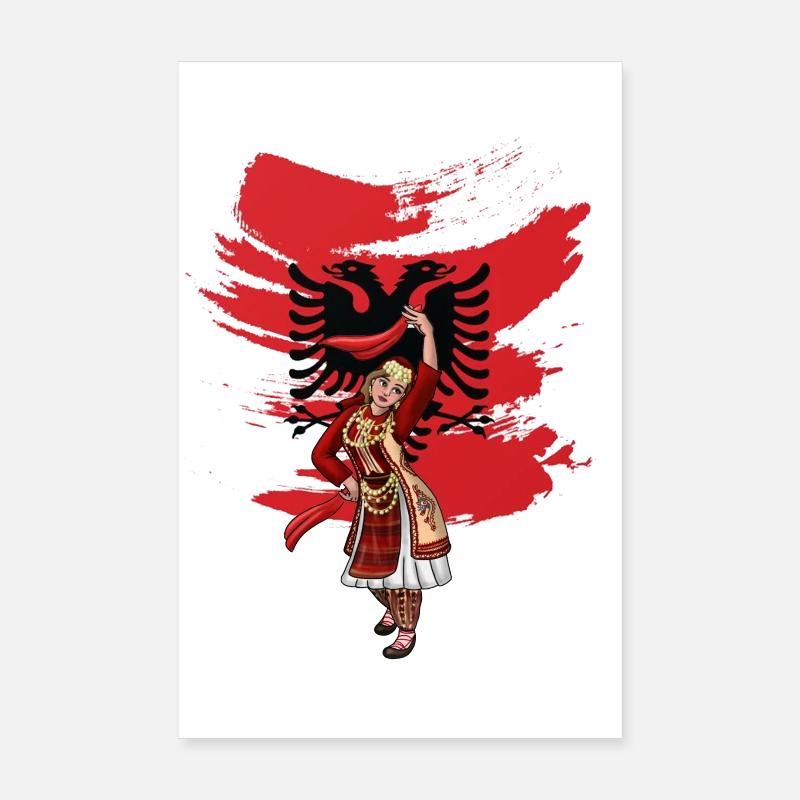 Drapeau albanais « Nuse albanaise » Poster 20 x 30 cm