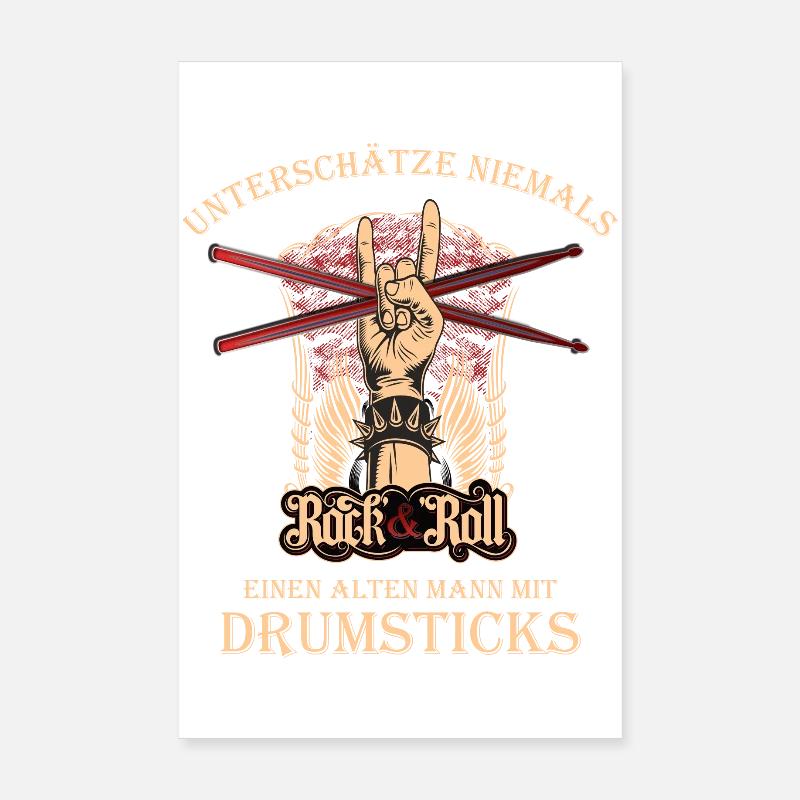 Drummer drummer - old man with drumsticks Poster 8" x 12" (20x30 cm)