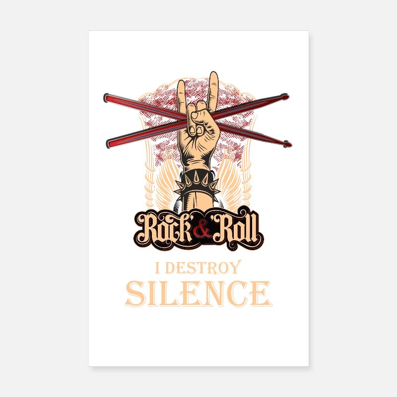 I destroy Silence, drummer, drummer, drums, drums Poster 8" x 12" (20x30 cm)