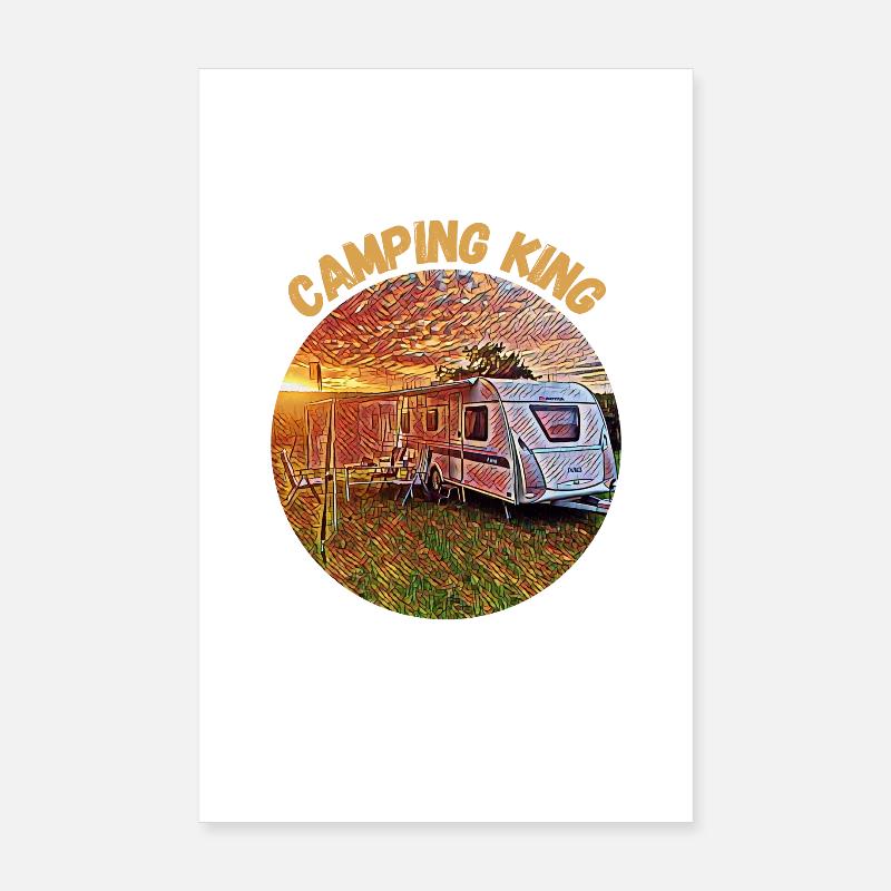 Camping King, caravane, design, idée cadeau, Poster 20 x 30 cm