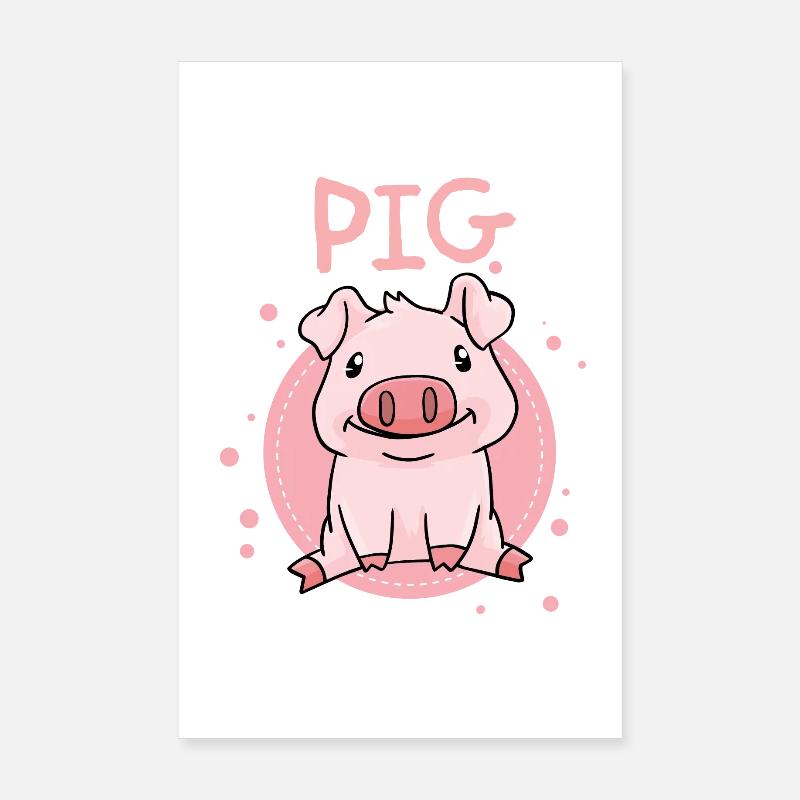 Schwein Schweinchen Ferkel - Poster 20x30 cm - Weiß
