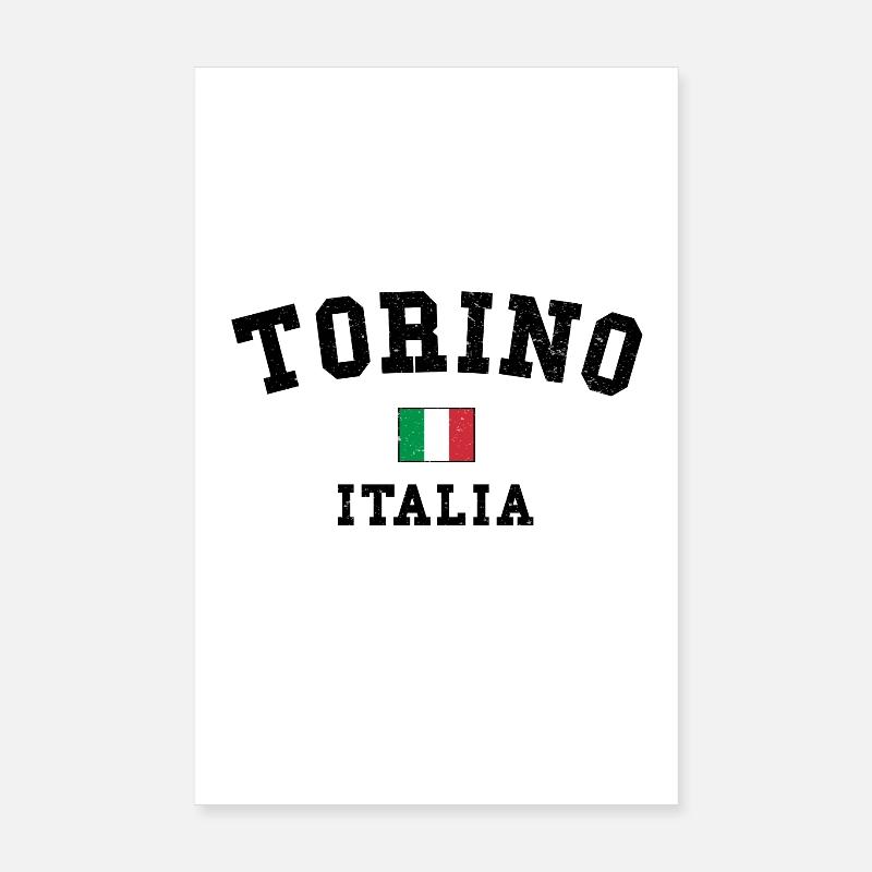 Torino Italien Flagge Minimaldesign Poster 20x30 cm