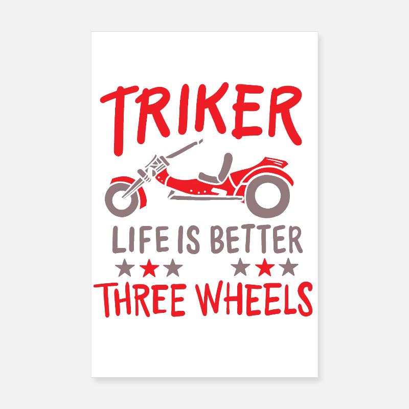 Triker Trike Dreirad - Poster 20x30 cm - Weiß
