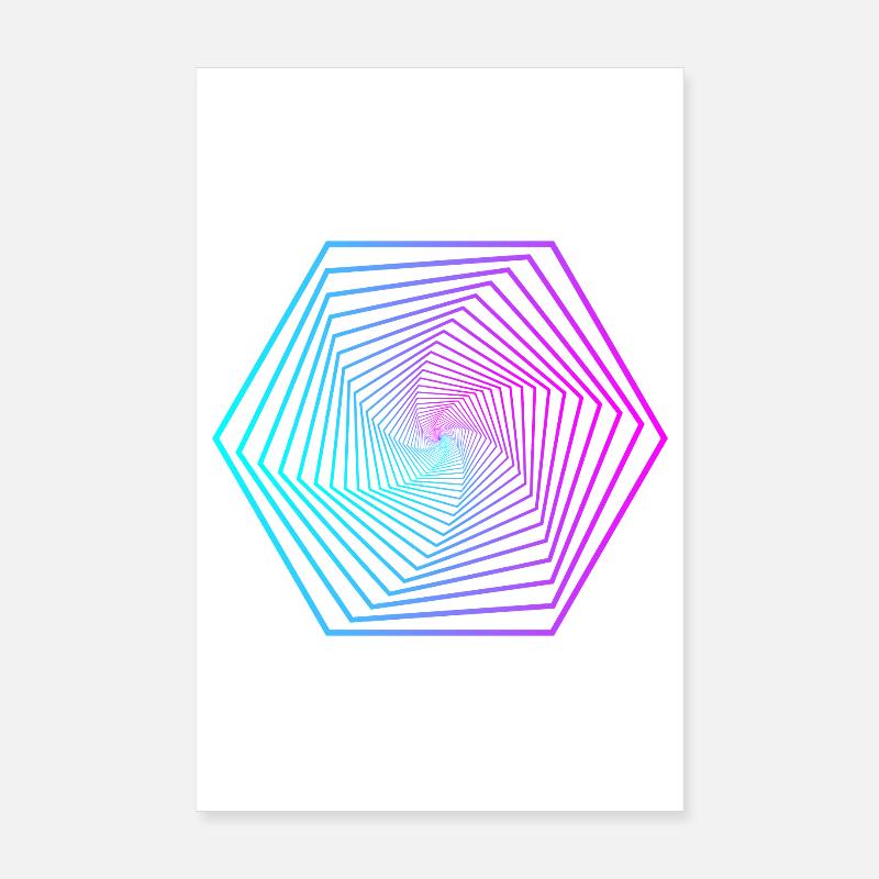 Gradient en spirale de polygone néon Poster 20 x 30 cm