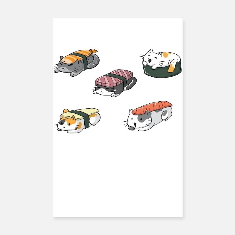Chat sushi Poster 20 x 30 cm