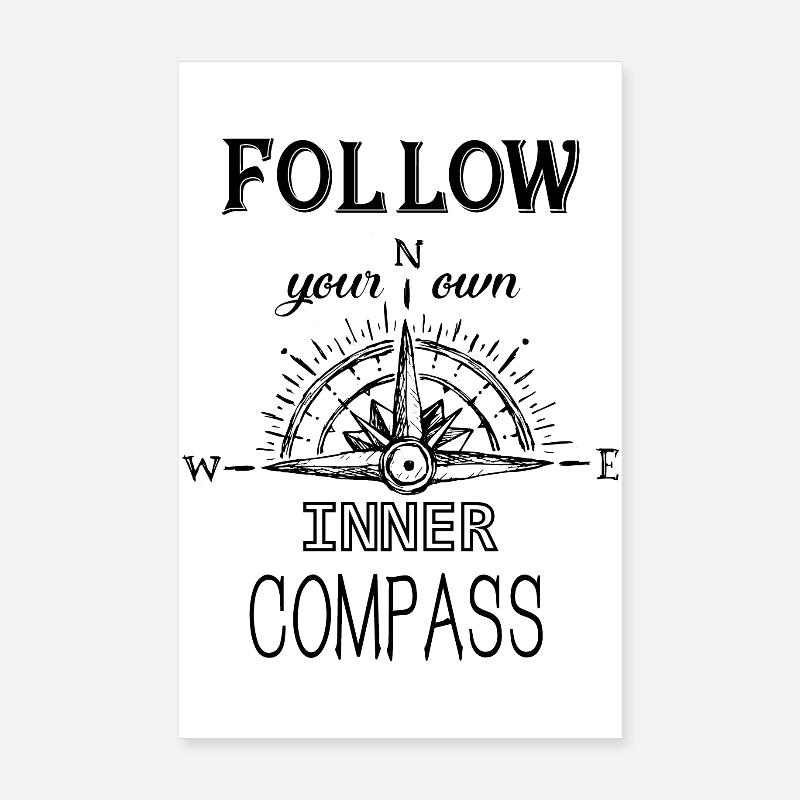 Follow Compass - Poster 20x30 cm - Weiß