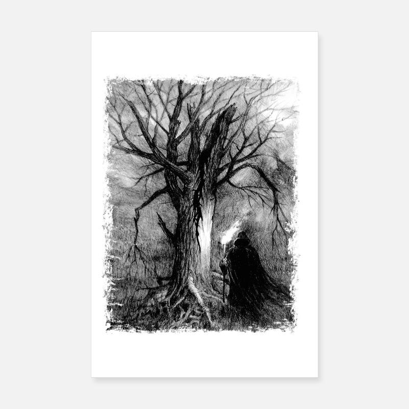 The Wanderer's Shadow by a Dead Tree Poster 8" x 12" (20x30 cm)