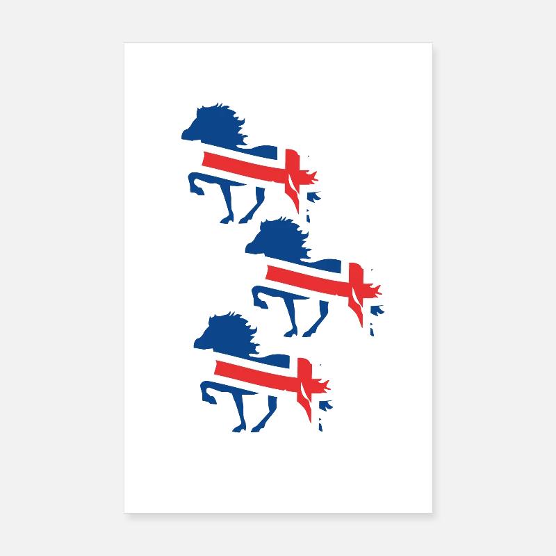 Islandpferd Flagge - Poster 20x30 cm - Weiß