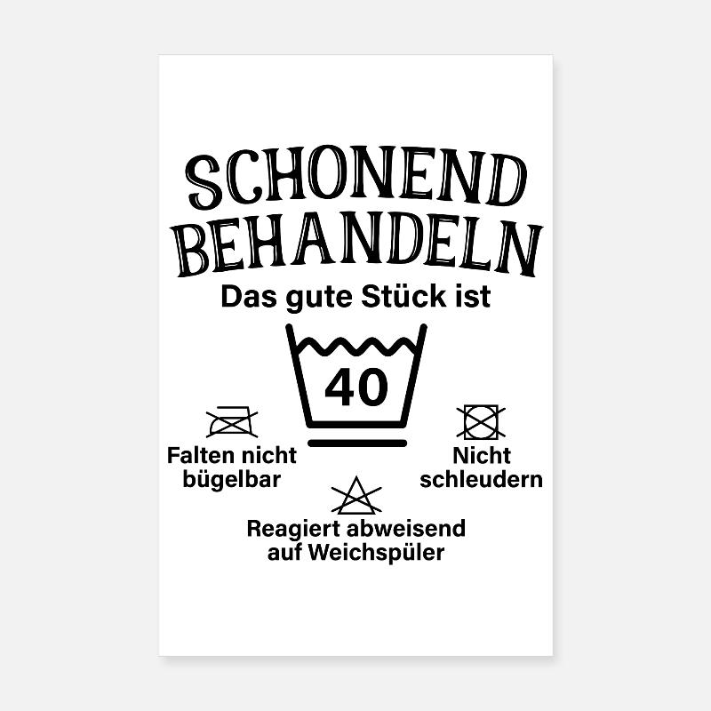 Schonend Behandeln Vierzig Geschenk 40. Geburtstag - Poster 20x30 cm - Weiß