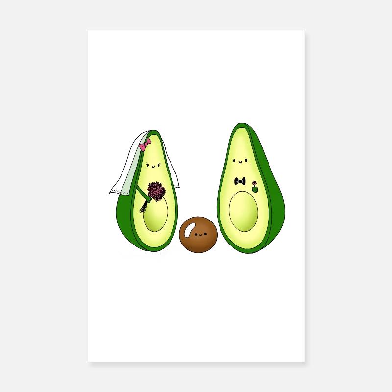 Avocado newlyweds with child gift for wedding Poster 8" x 12" (20x30 cm)