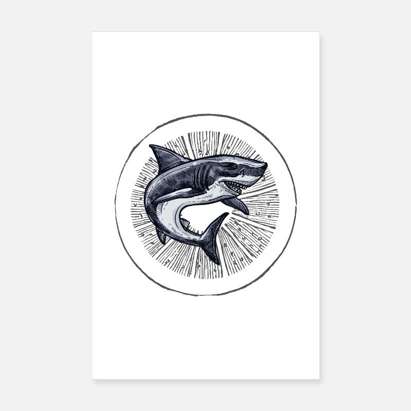 Dancing Shark - Poster 20x30 cm - Weiß