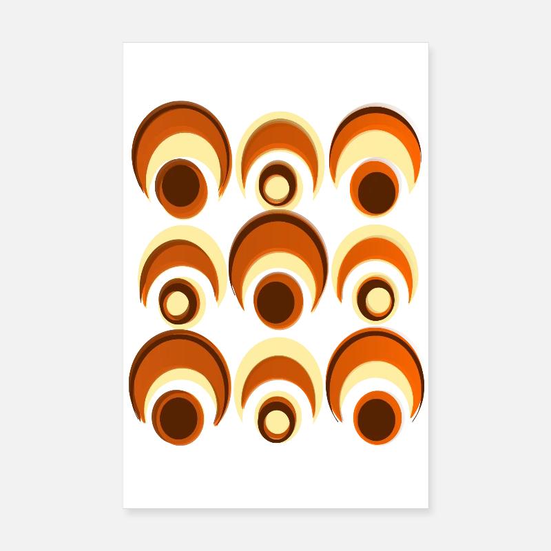 60s 70s Retro Pattern Circle Style Pattern Poster 20 x 30 cm