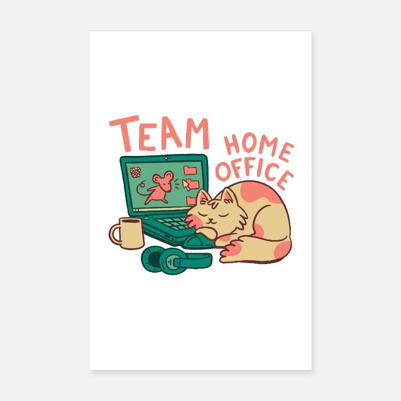 Équipe Home office chat Travail Travail Bureau Poster 20 x 30 cm