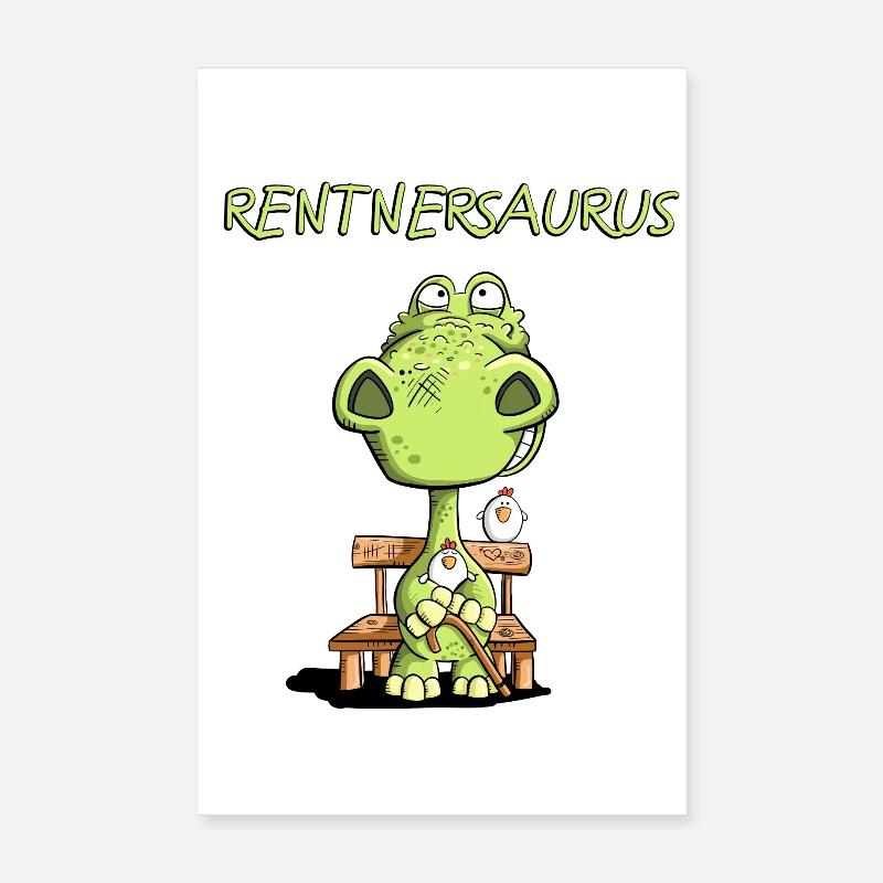 Rentnersaurus I Rentner Dinosaurier Comic I Senior Poster 20x30 cm