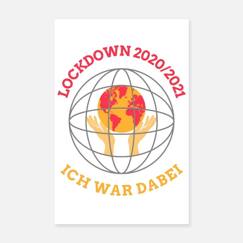 Lockdown 2020/21 – Globus und Hände - Poster 20x30 cm - Weiß