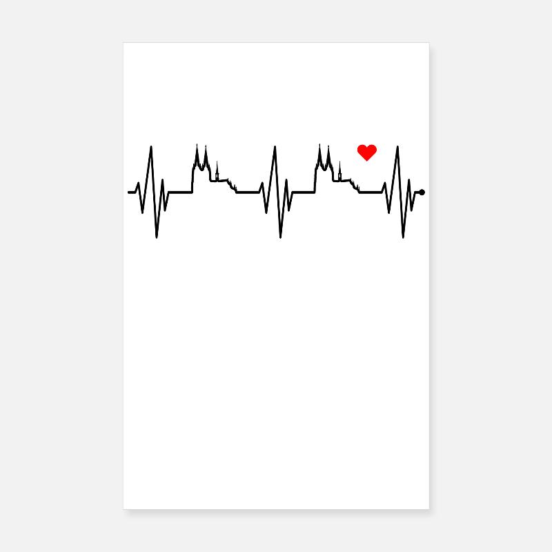 Köln Skyline Herzschlag Herz Liebe Kölsch Kölner Poster 20x30 cm