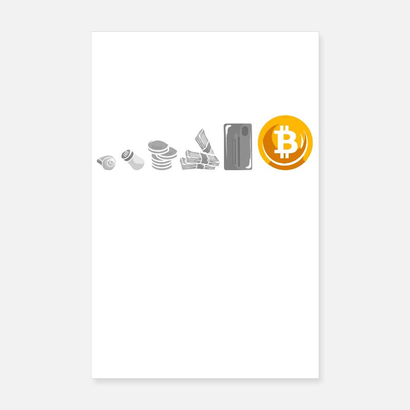 Evolution Of Money Geld Bitcoin Plan B Crypto - Poster 20 x 30 cm - blanc