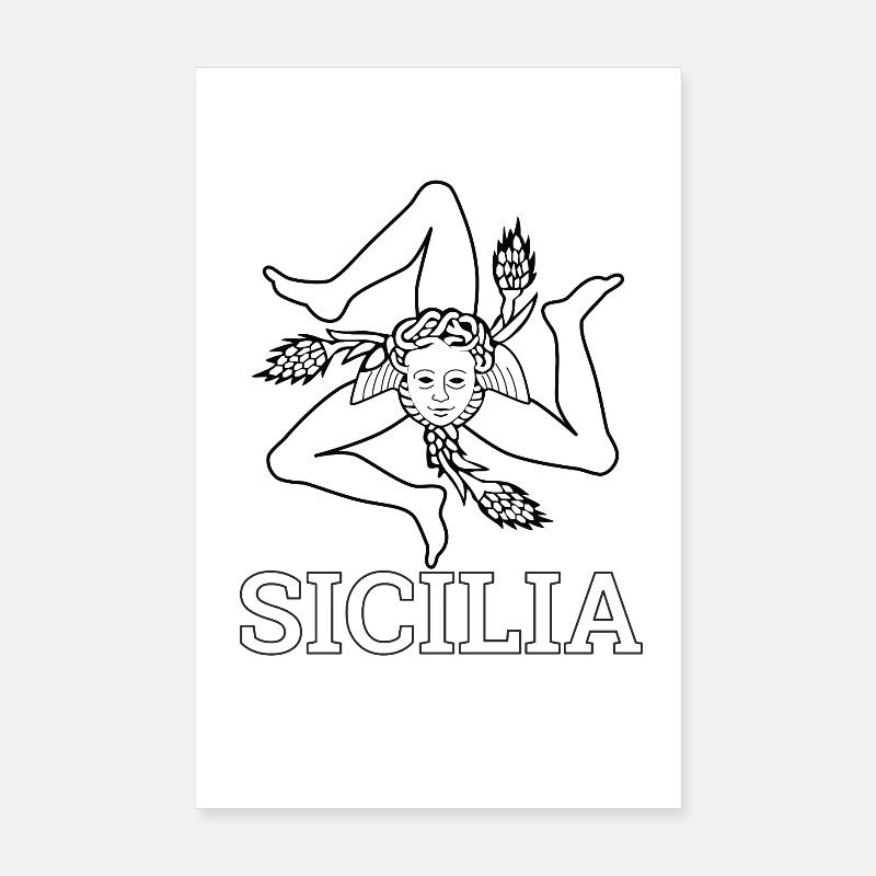"Sicilian Flag" - Sicily, Sicilia Poster 8" x 12" (20x30 cm)