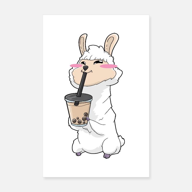 Lama Bubble Tea Kawaii Anime Poster 20 x 30 cm