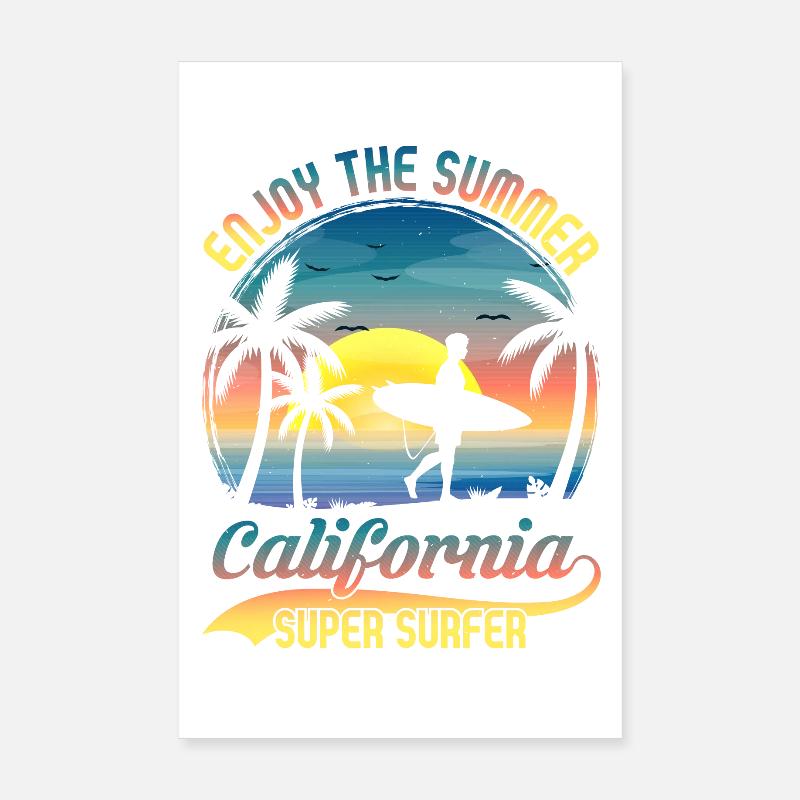 Design de plage de surf californien Poster 20 x 30 cm