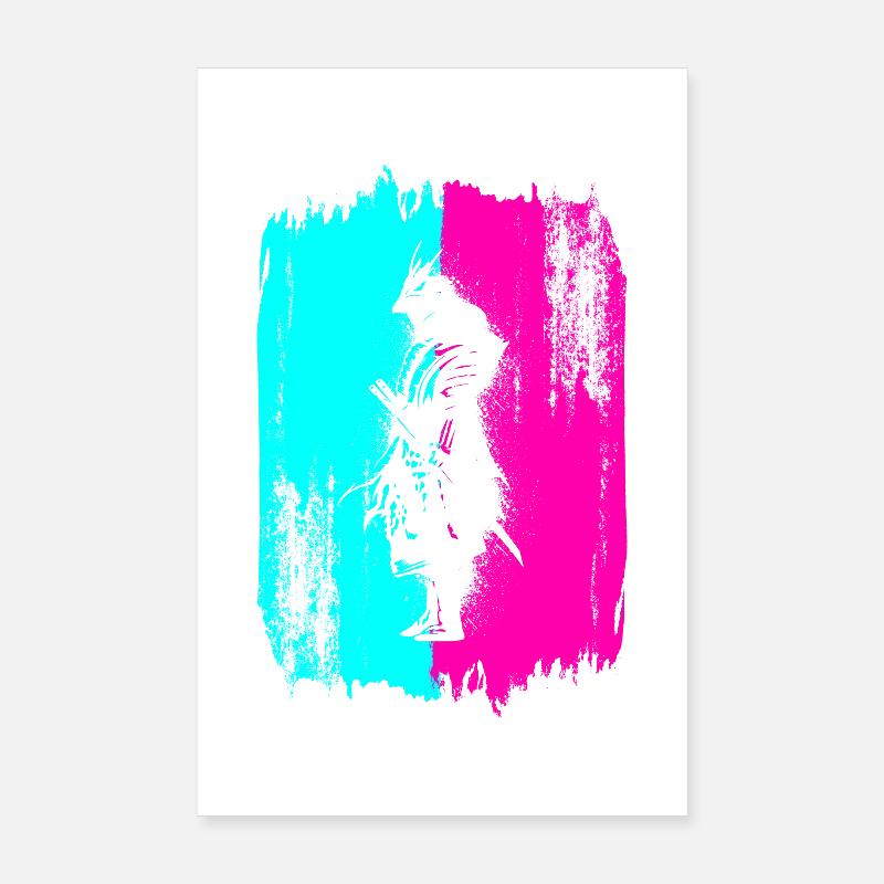 Samurai In A Turquoise And Pink Frame Poster 8" x 12" (20x30 cm)