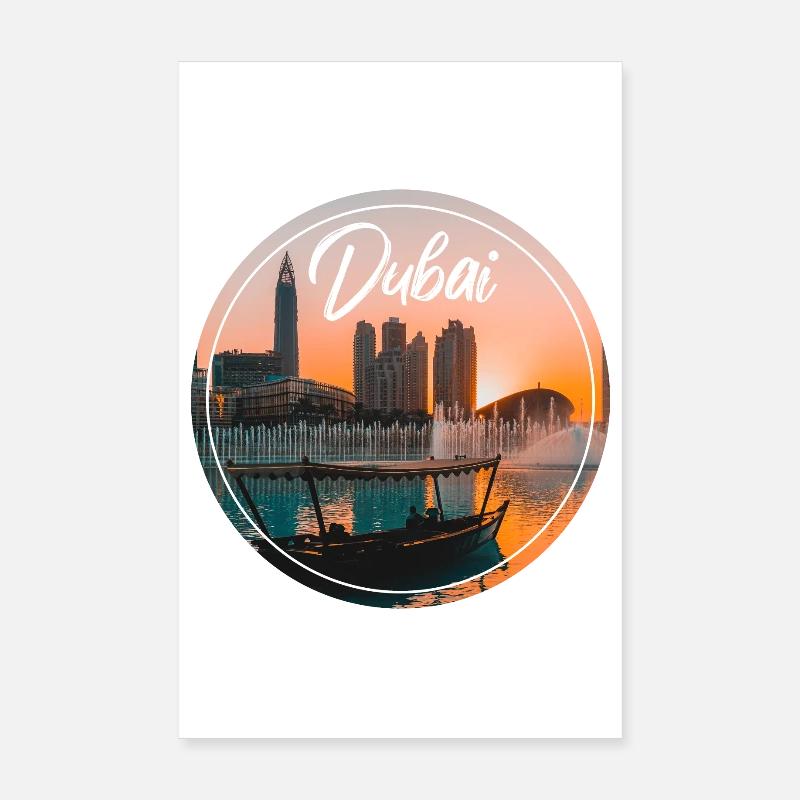 Bateau Skyline du Coucher de Dubaï Poster 20 x 30 cm