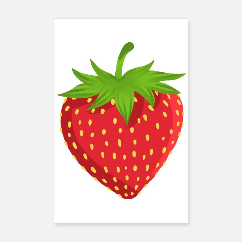 Erdbeere Obst - Poster 20x30 cm - Weiß