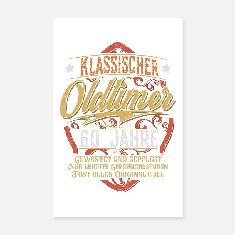 60. Geburtstag Oldtimer - Poster 20x30 cm - Weiß
