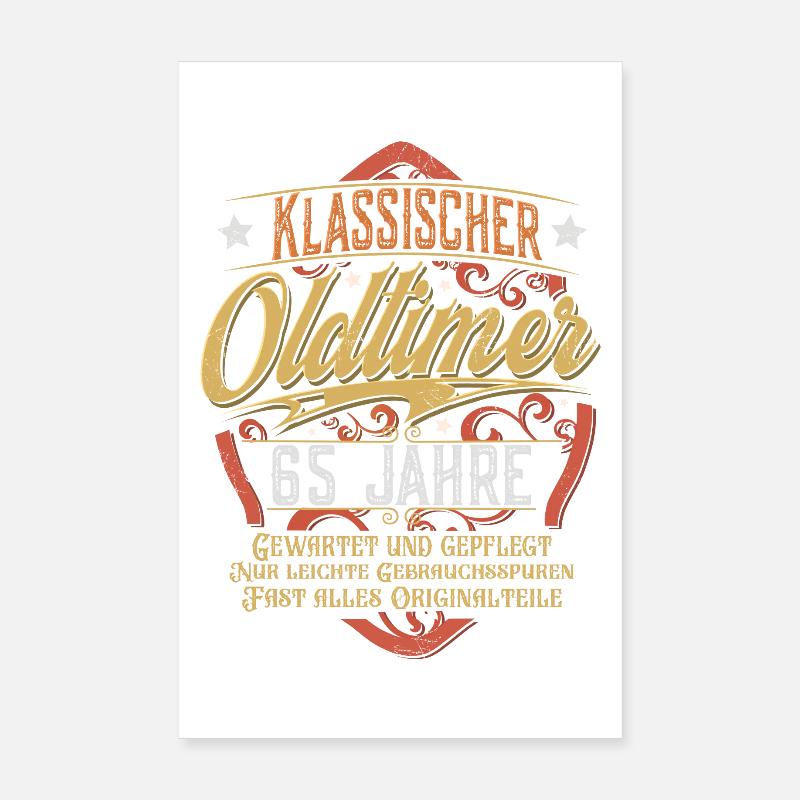 65. Geburtstag Oldtimer Poster 20x30 cm