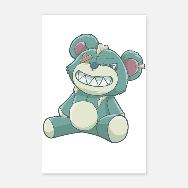 Pastell Gothic Bär - Poster 20x30 cm - Weiß