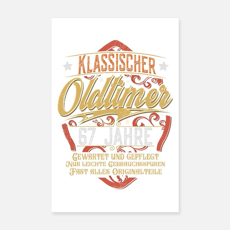 67. Geburtstag Oldtimer Poster 20x30 cm