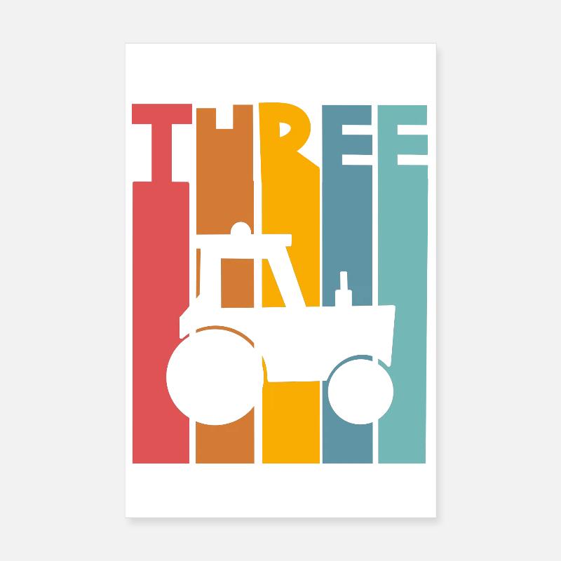 Tractor 3rd Birthday Kids Poster 8" x 12" (20x30 cm)