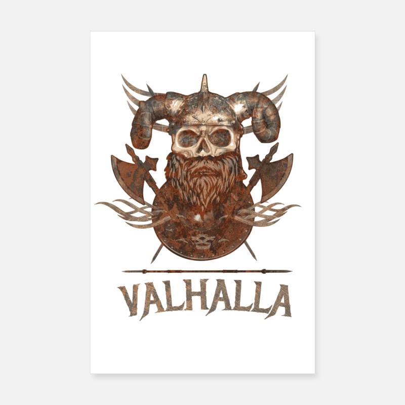 Viking skull with beard axe and shield Poster 8" x 12" (20x30 cm)