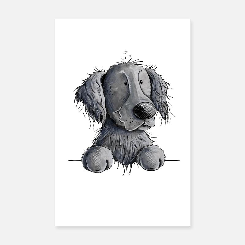 Happy Flat Coated Retriever I Hund Poster 20x30 cm
